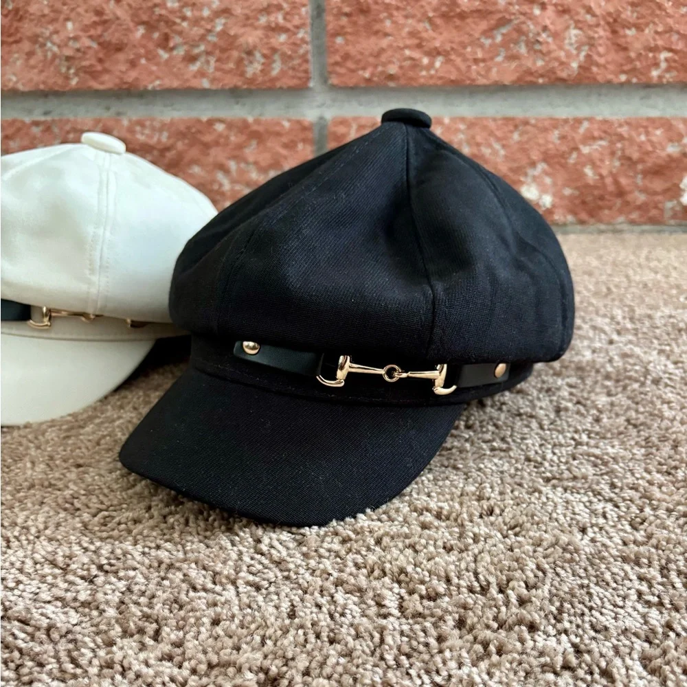 Elegant Cream Cap with Gold Accent - Picture 3 of 6